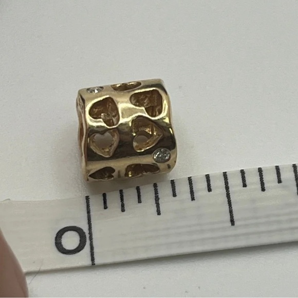 PANDORA 14K Yellow Gold Diamond Tunnel of Love Charm - Picture 3 of 5